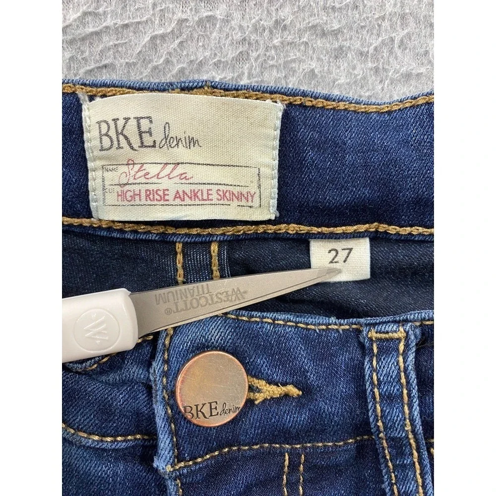 BKE Denim Stella High Rise Ankle Skinny Jeans Womens 27 (27x28.5) Stretch Blue